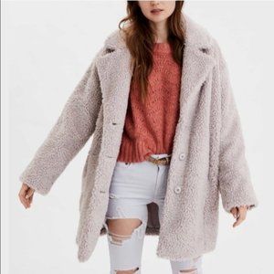 American Eagle Teddy Sherpa Coat Marshmallow